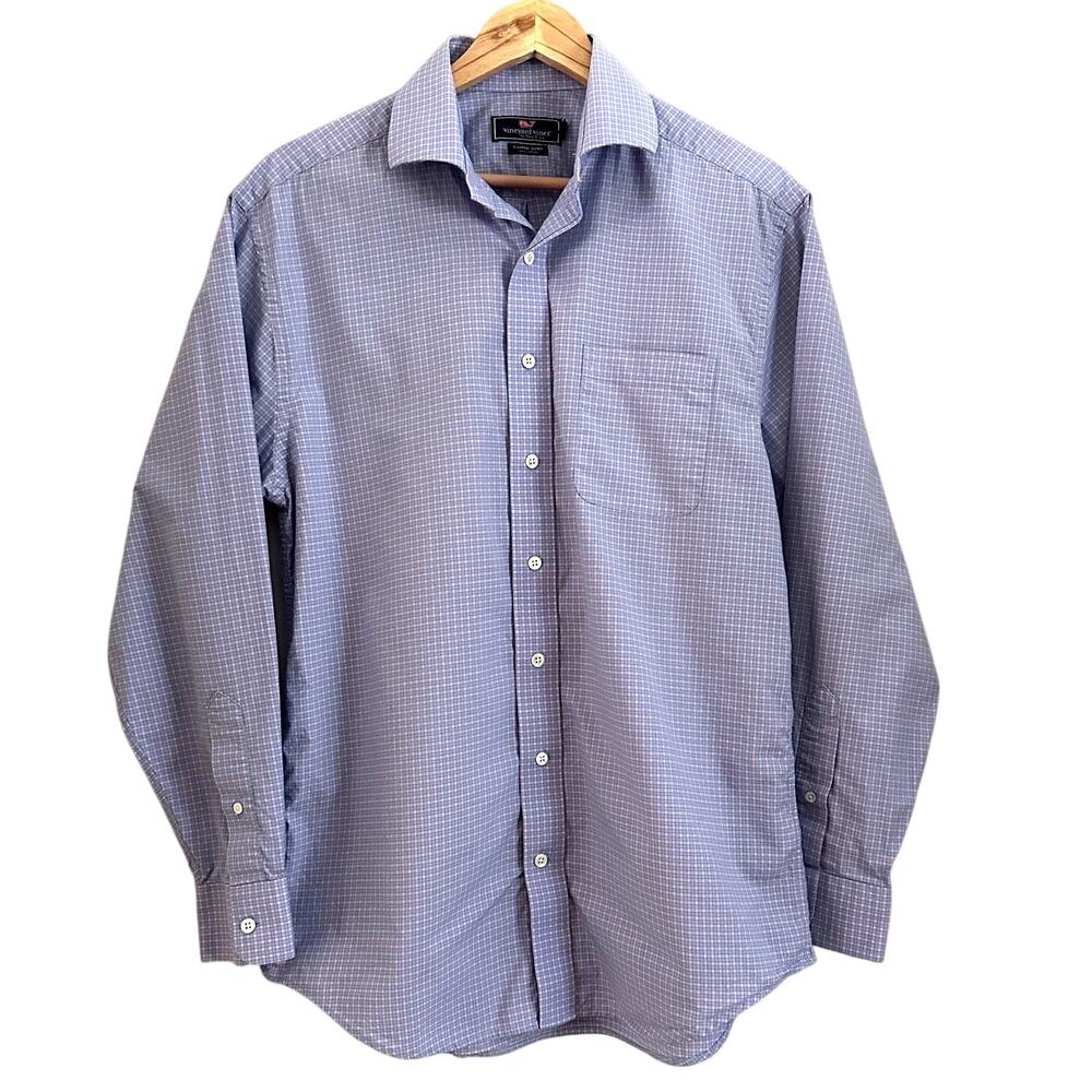 Vineyard Vines Cooper Shirt Men’s M Blue Pink Check Cotton Preppy